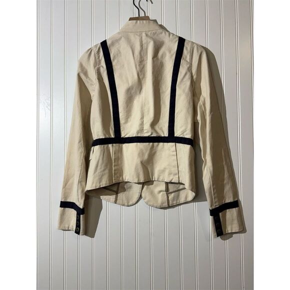 LOFT Structured Cream Blazer Jacket 4 Black Trim Preppy Nautical NWT - Picture 3 of 9